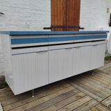 Kitchen cabinet in blue formica 4 doors 4 drawers