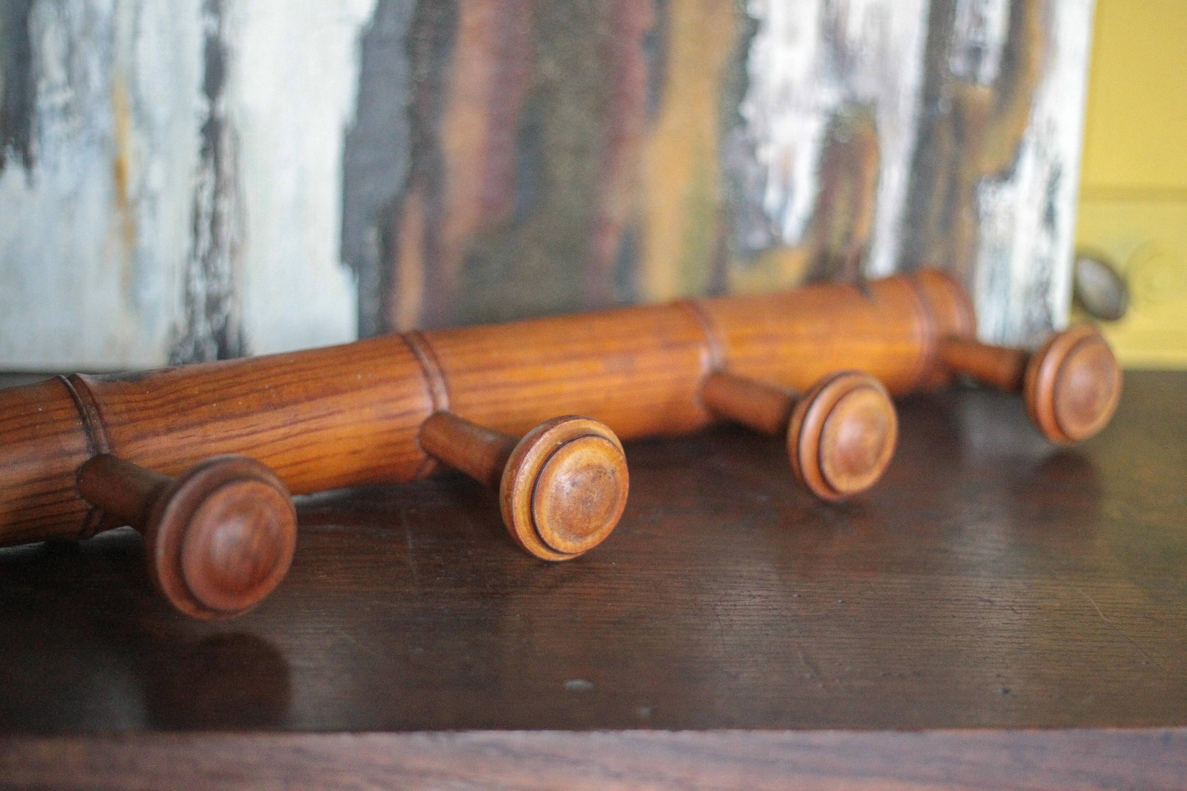 Vintage wall coat rack, wooden coat rack, wooden hooks, hooks.