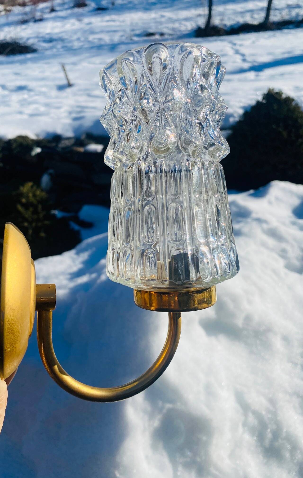 Vintage molded glass wall light
