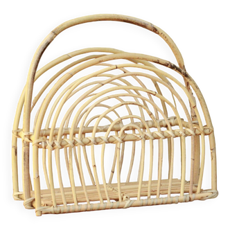 Vintage rattan magazine holder