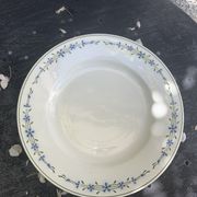 8 flat plates with blue flower pattern earthenware niderviller moselle france art deco