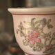 Mini porcelain cache-pot in Chinese style with its saucer.