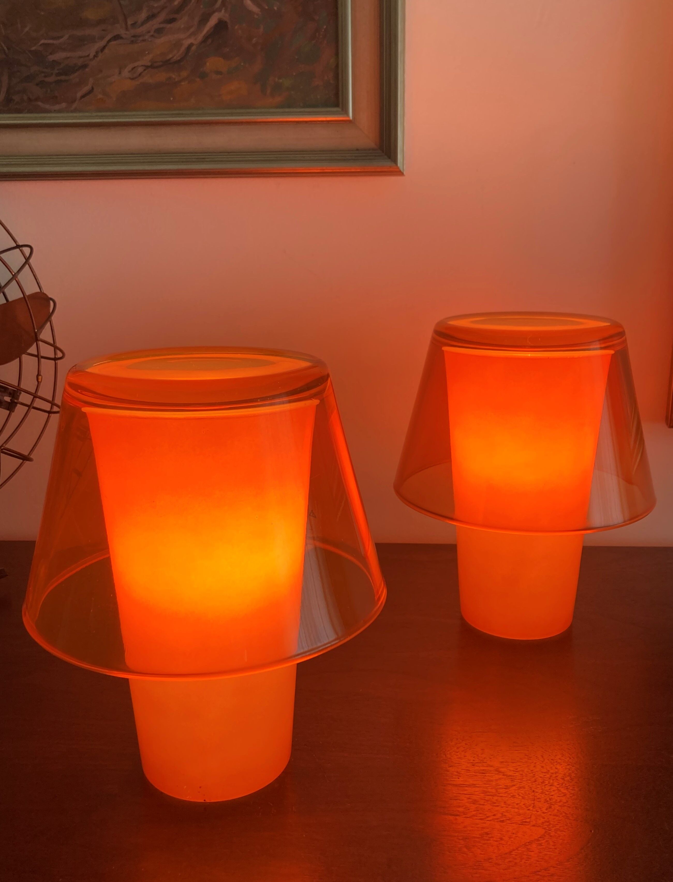 Paire de lampes de table orange Ikea Gavik design 90's