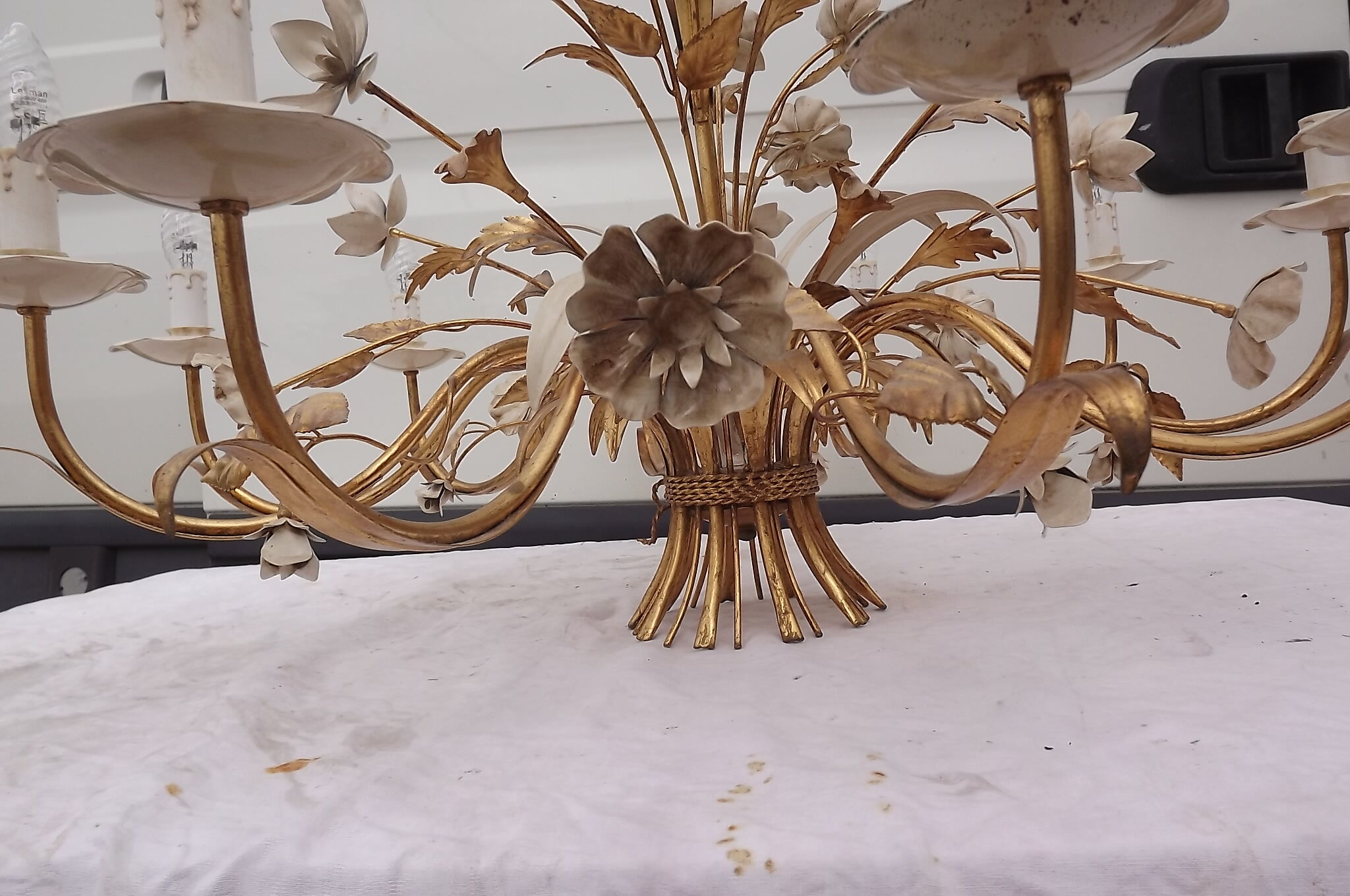 Lustre vintage des années 60 métal doré