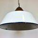 Industrial White Enamel and Cast Iron Pendant Light, 1960s