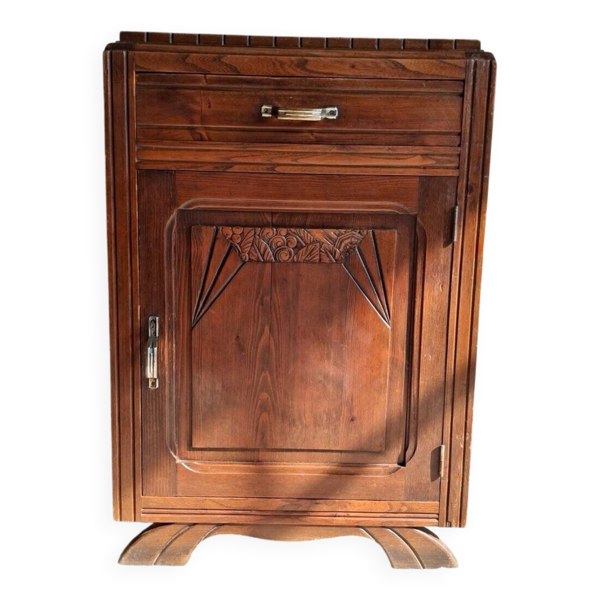 Meuble Art Déco années 1930 – Sculpté, metal, bois massif