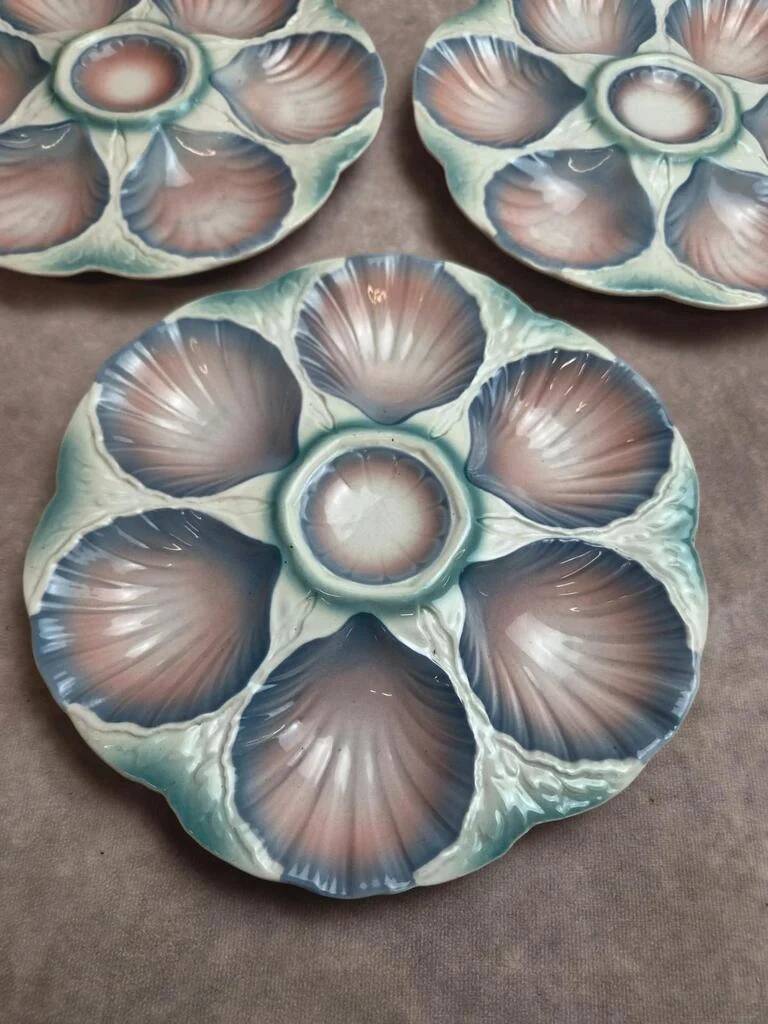 Set of 5 oyster plates Digoin Sarreguemines no. 32 – Antique majolica