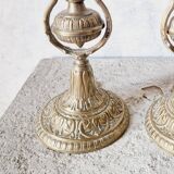 Antique bronze boat candlesticks