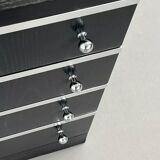 Pair of black and chrome 4-drawer chests of drawers