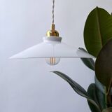 Vintage flat opaline pendant light from the 40s and 50s - medium model - 2 copies available