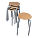Set of 5 wooden school stools with gray metal legs