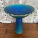 Antique Scandinavian Vintage Blue & Green Ceramic Cup Candle Holder