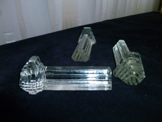 Set of 12 antique glass knife holders art deco style