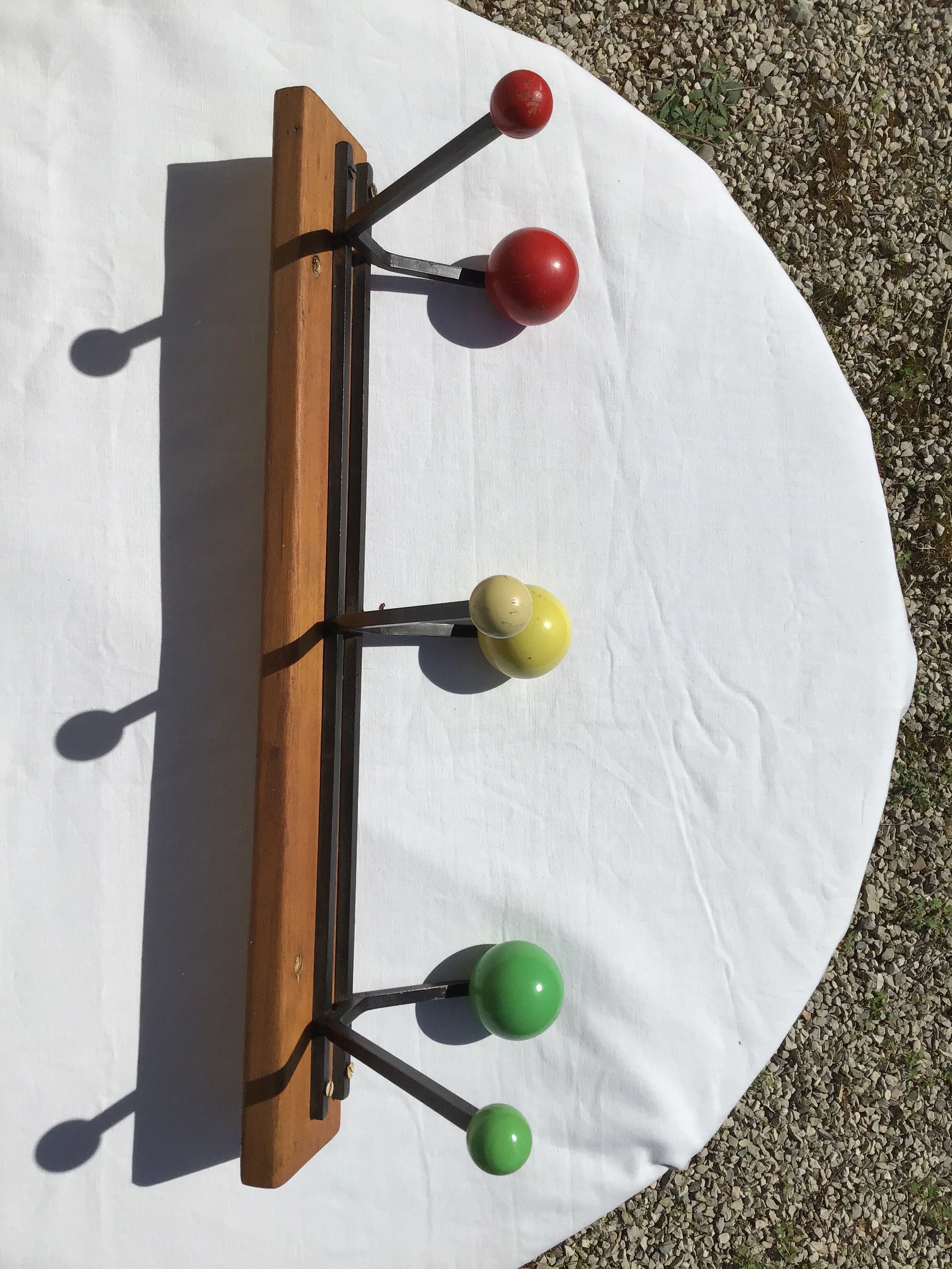 Black metal coat holder 6 colored wood balls
