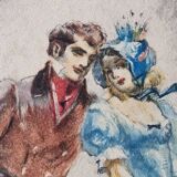 Georges Villa (1883-1965) - Colour lithograph - Gallant scene 1930