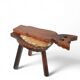 Chaises tripodes brutalistes en cuir de vache pour chat / étiquetées fabriquées en Espagne, dossier pliable, années 1960