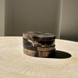 Set of 4 fossilized wooden coasters