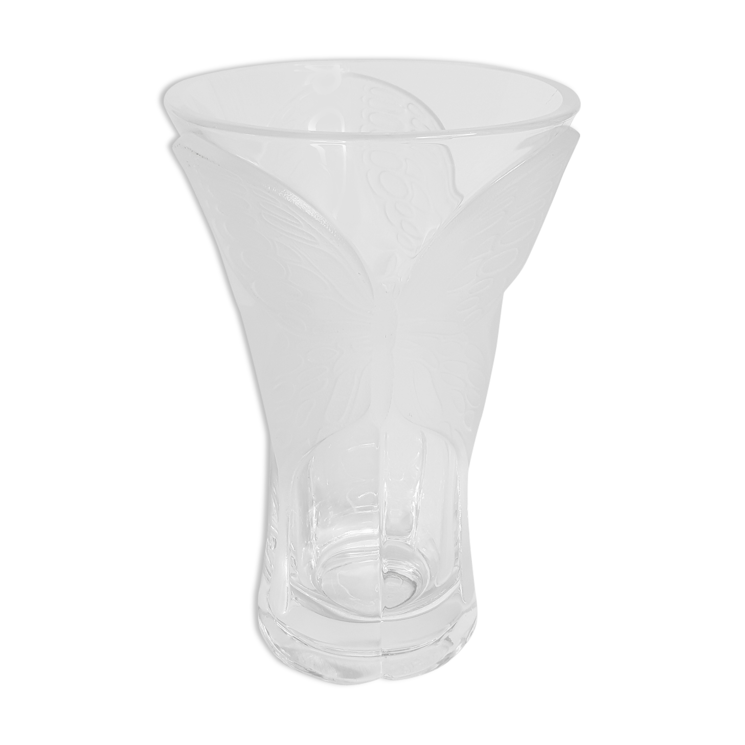 Arques crystal vase, art deco style "Papillons" model, 20 cm