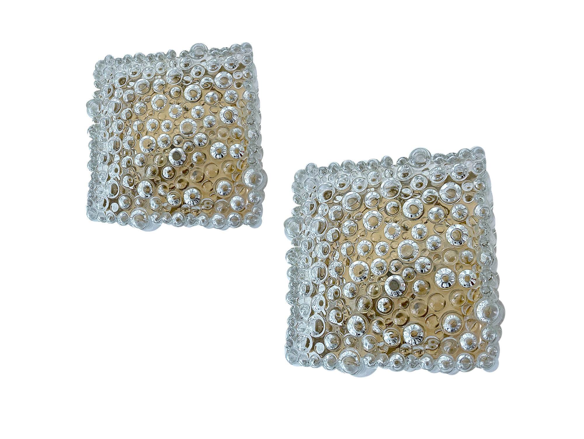 Pair vintage wall lights, bubble glass, 60s