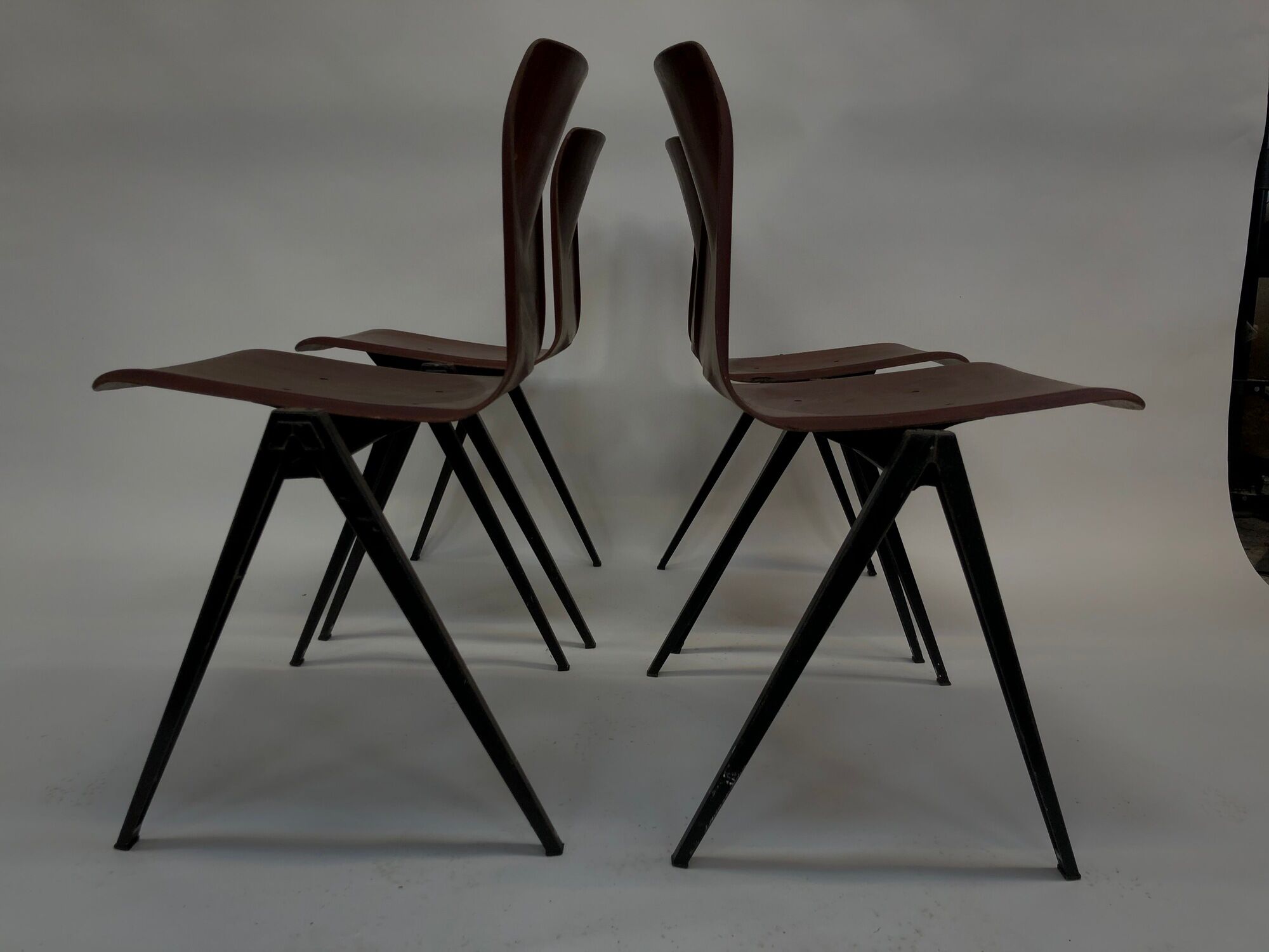Vintage set of four Galvanitas S22 school chairs in the Netherlands