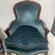 Pair of Louis XV style armchairs in natural wood, 20th century.