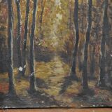 Oil on canvas under forest wood