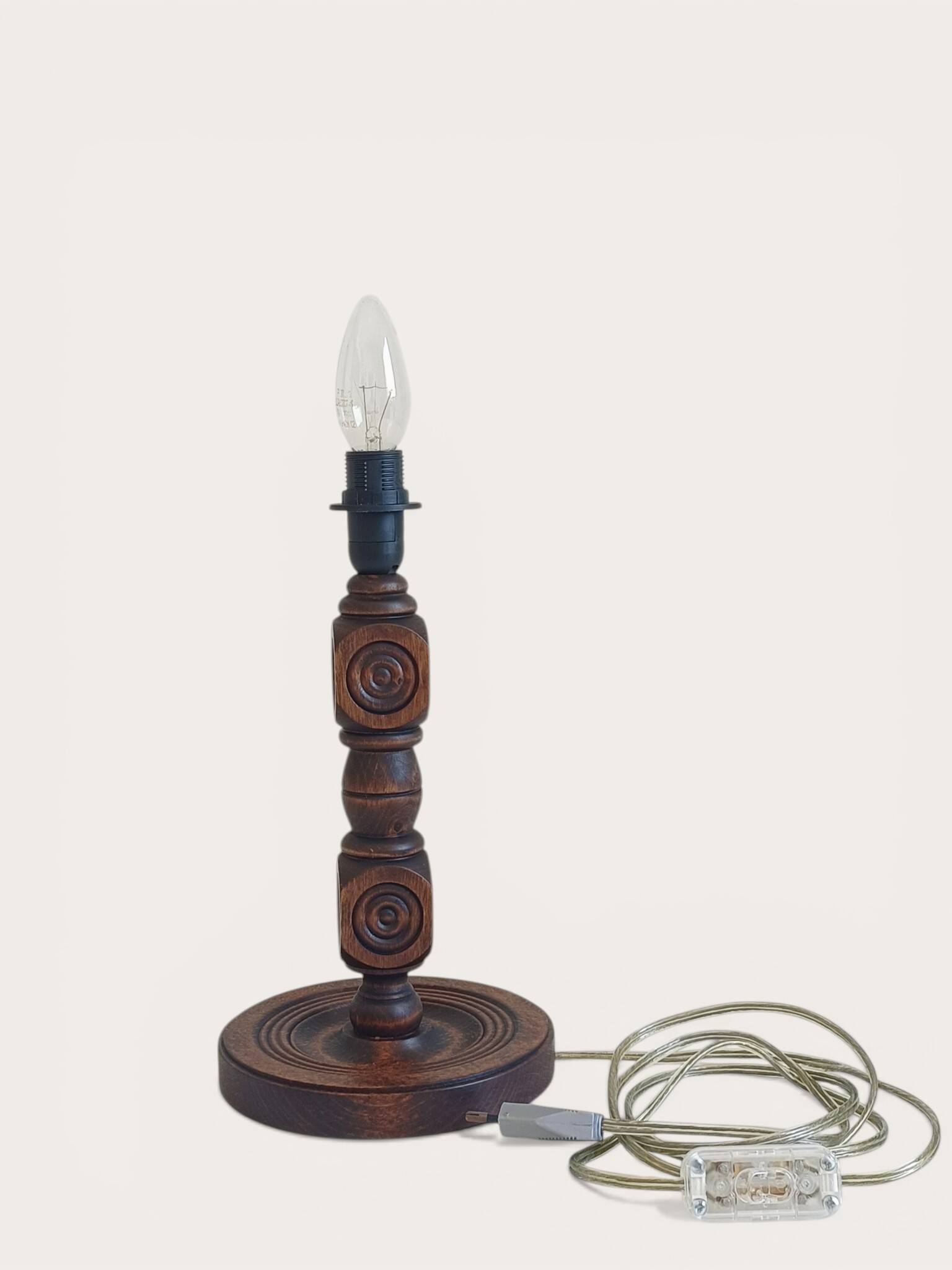 Art Deco Wood Table Lamp by Charles Dudouyt, France, 1930s