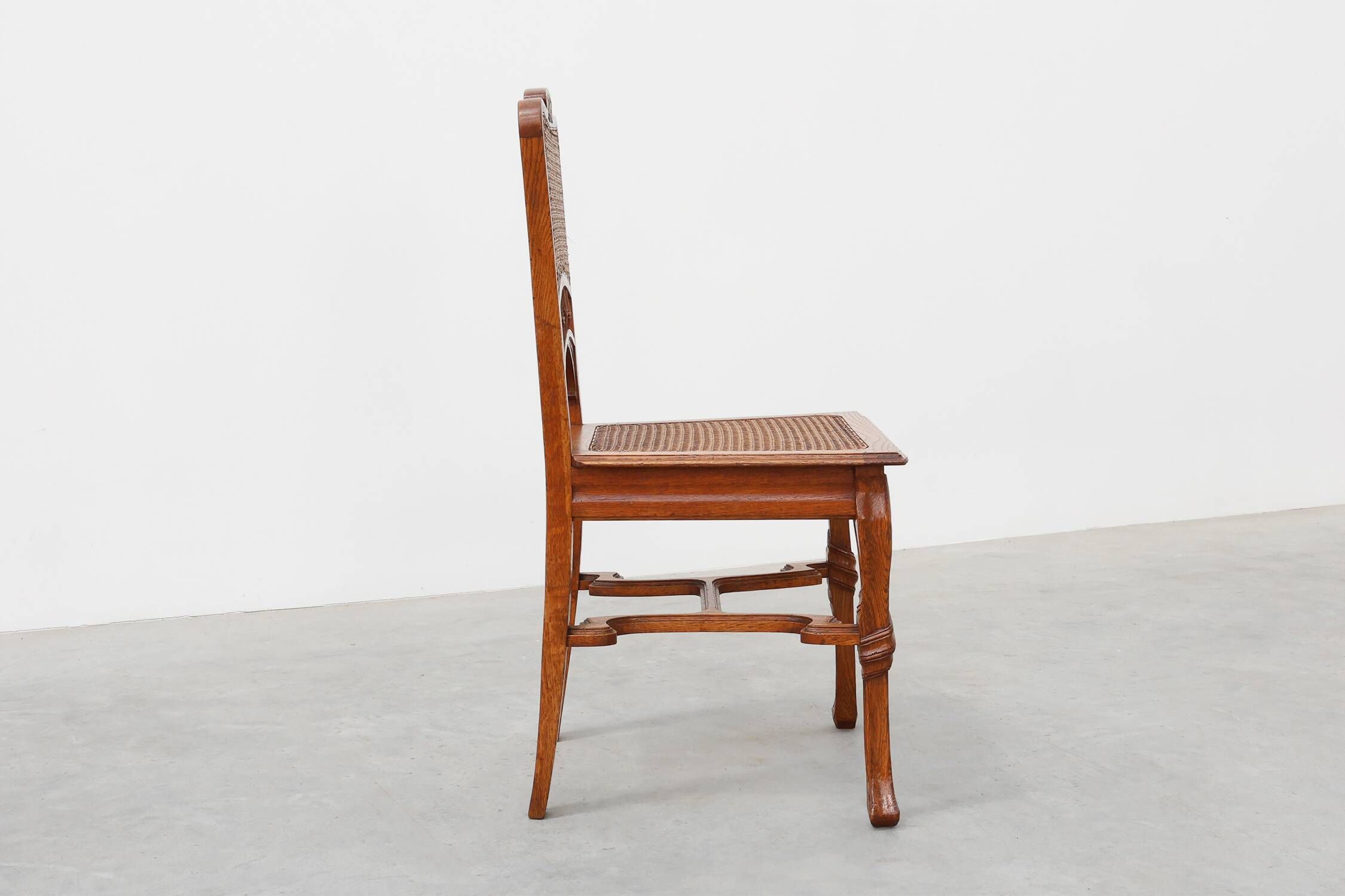 Set of 6 art nouveau dinner chairs in the manner of Victor Horta, Belgium