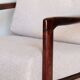 Wood armchair oryginal design by Z. Baczyk 7522 beige colour fabrics palisander wood