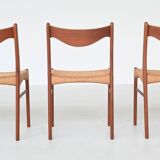 Arne Wahl Iversen set of six dining chairs in teak Glyngore Denmark 1960