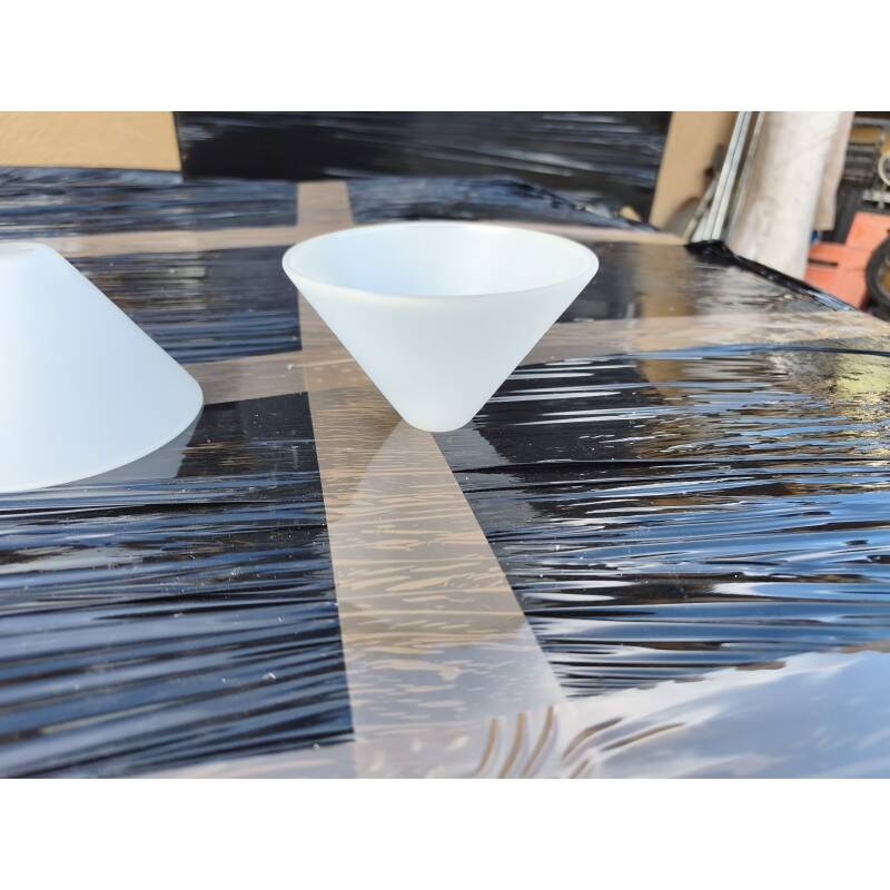 4 white opaline glass tulips from the 1960s