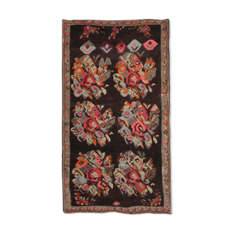Antique Caucasian Kilim, Azerbaijan handwoven Wool Flat-weave- 200x370cm