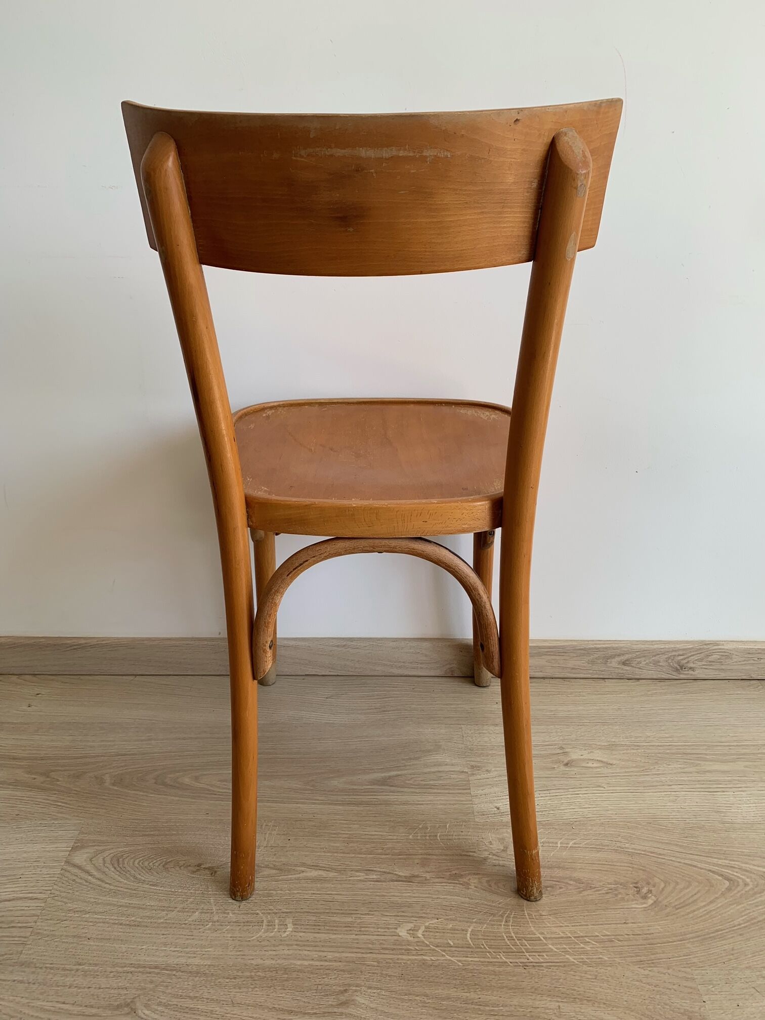 Set of 4 vintage wooden bistro chairs