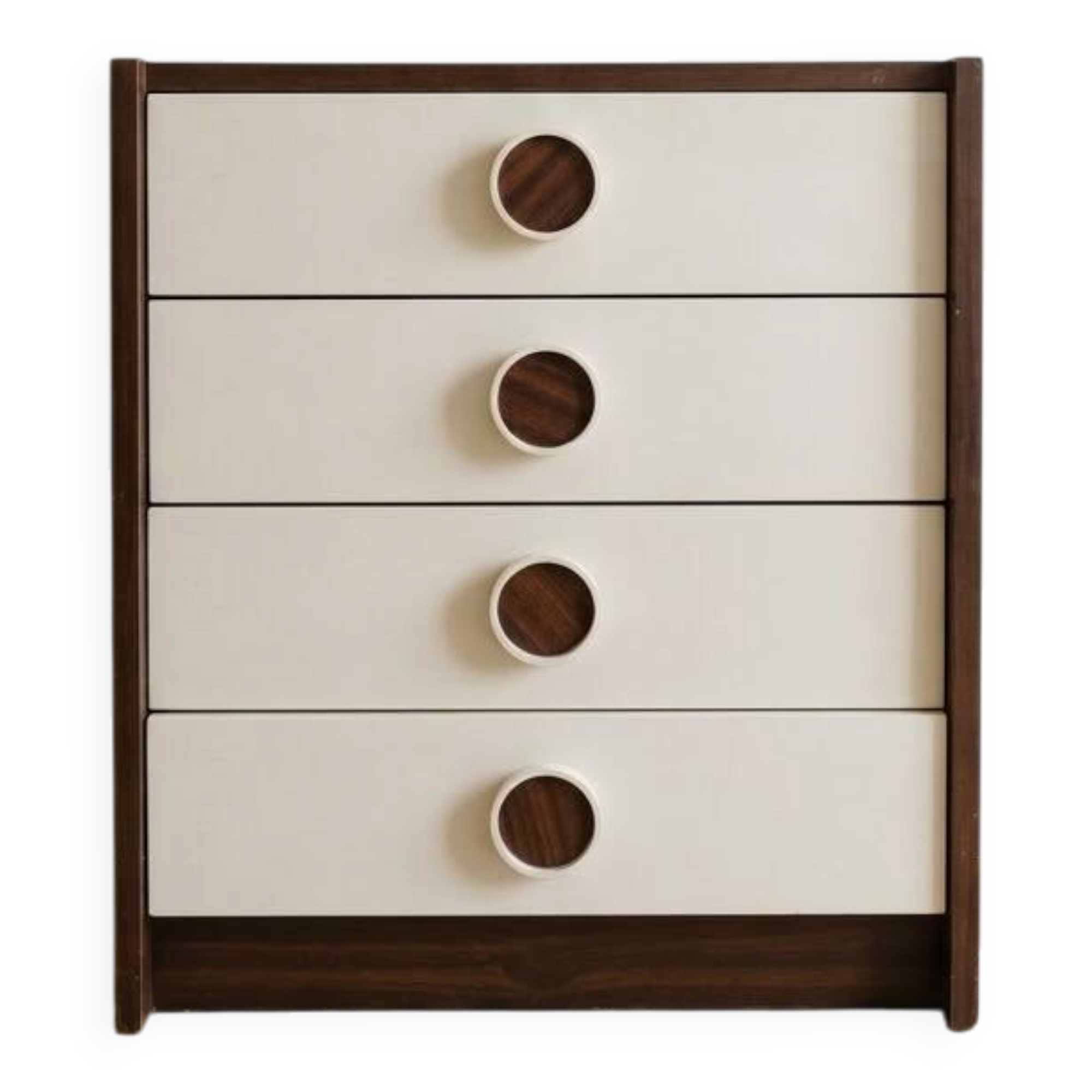 Retro 70s wooden and white chest of drawers