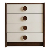 Retro 70s wooden and white chest of drawers