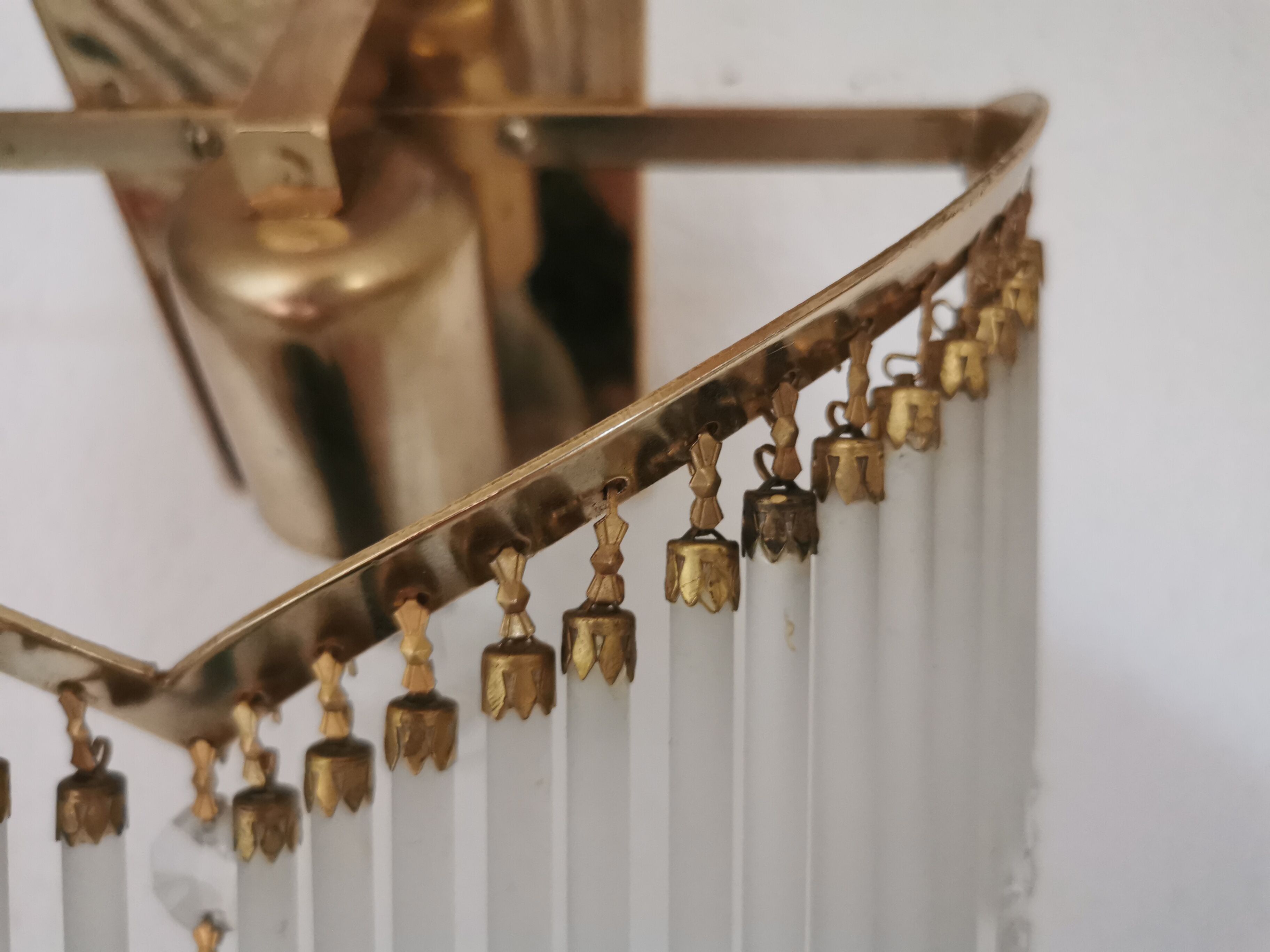 Vintage wall sconce gold metal and stamps