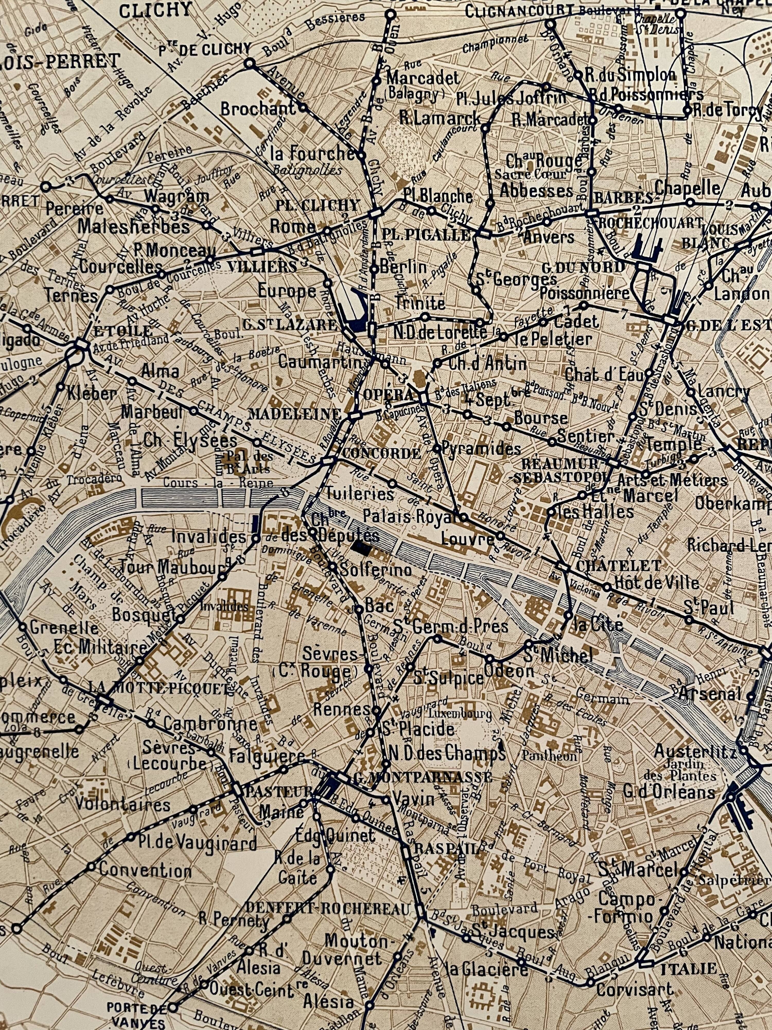 1911 Paris metro map