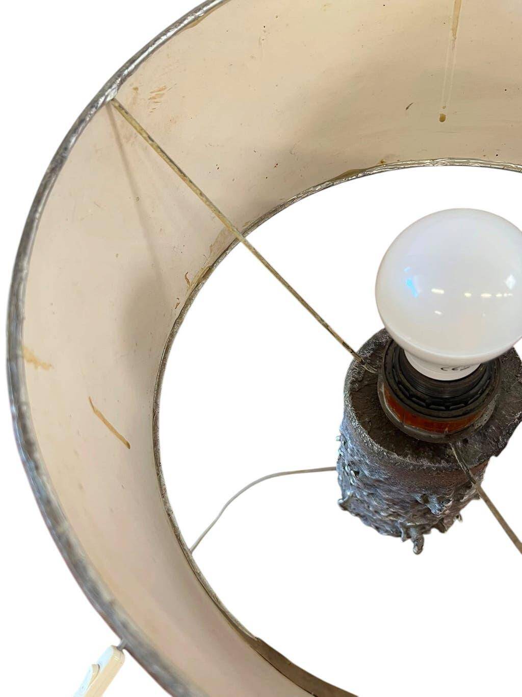 Vintage brutalist metal table lamp / floor lamp