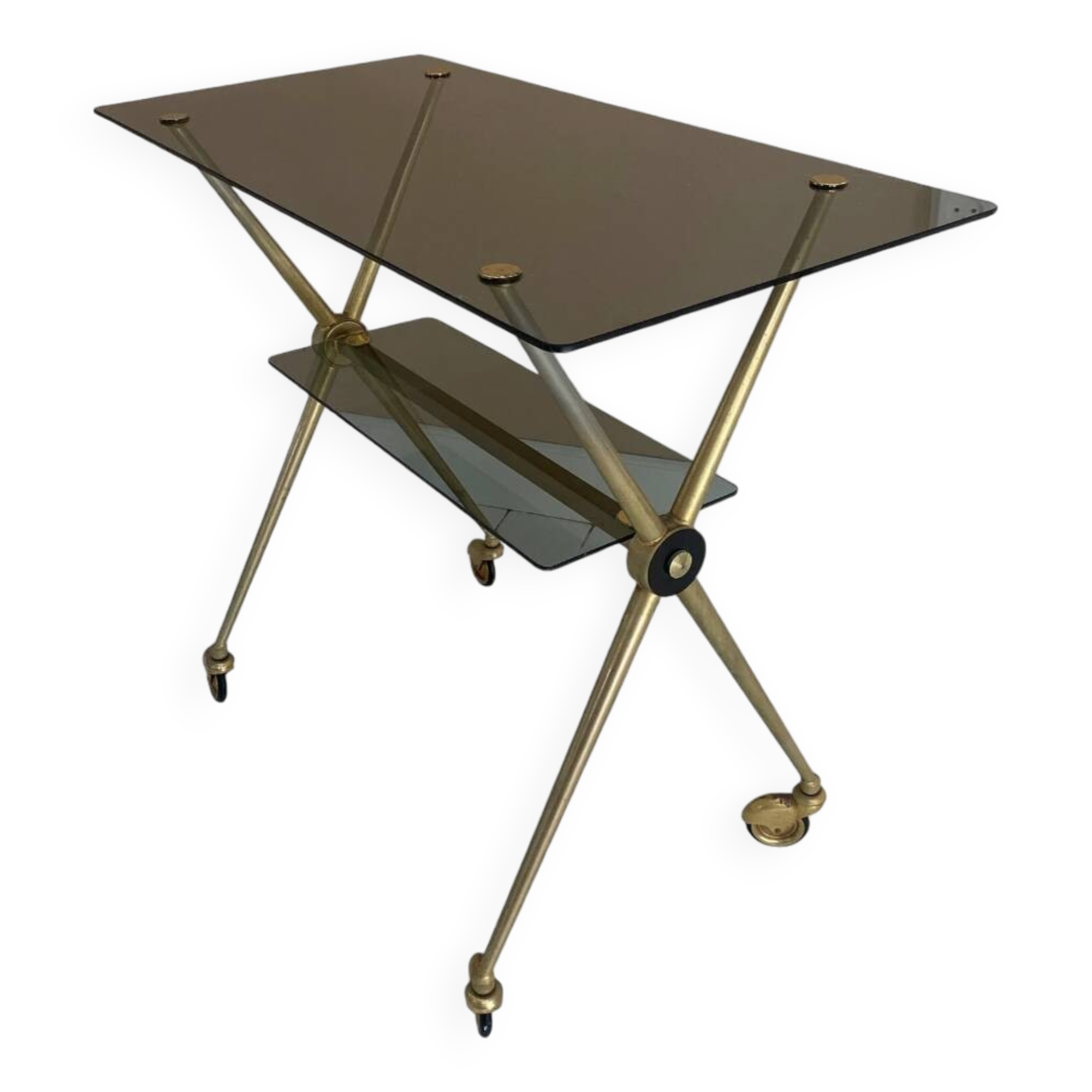gold plated metal serving trolley