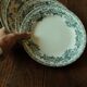 Set of 4 mismatched blue flat plates