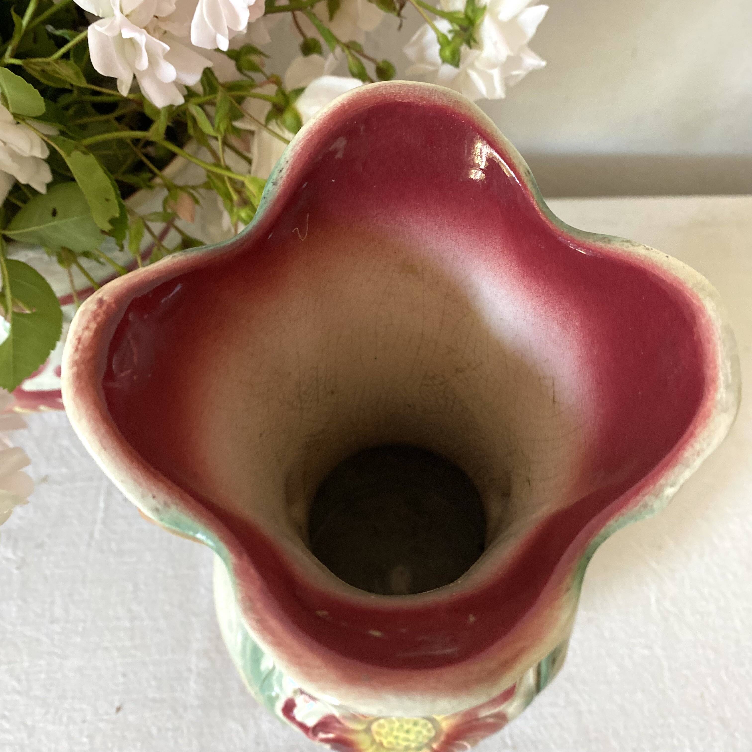 Art Nouveau slip vases, old fireplace decoration