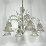 Mid-century six arms Murano Bullicante Rostrato chandelier by Ercole Barovier
