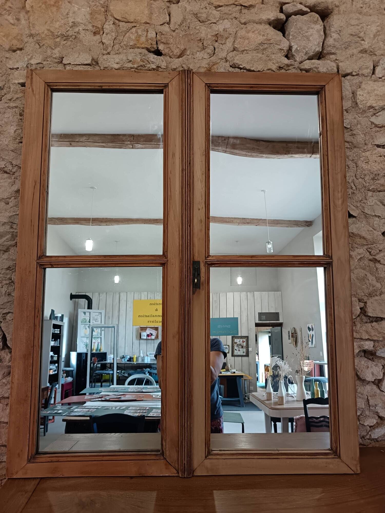 ANTIQUE MIRROR WINDOW