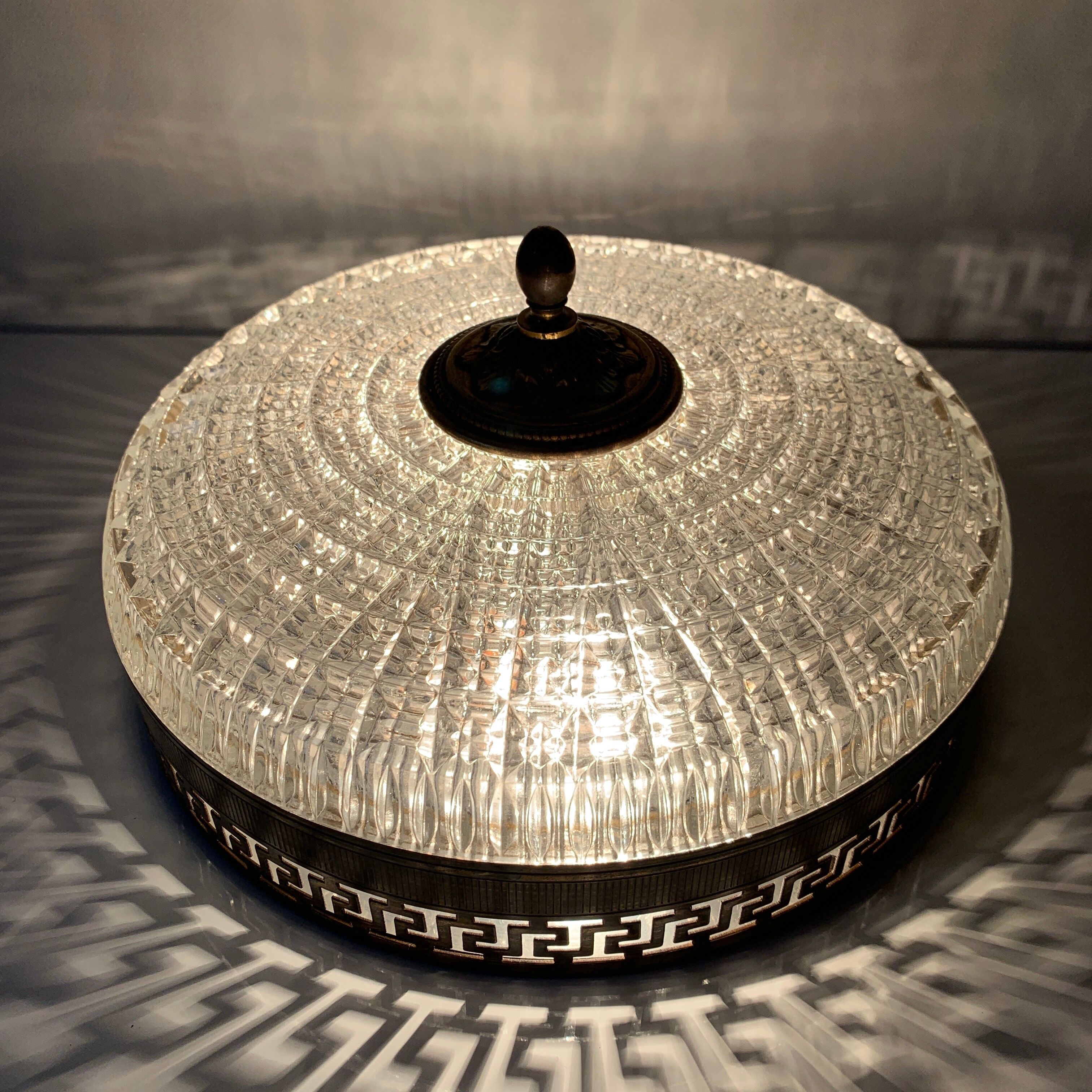 Ceiling lamp old gold crystal Lucien Gau
