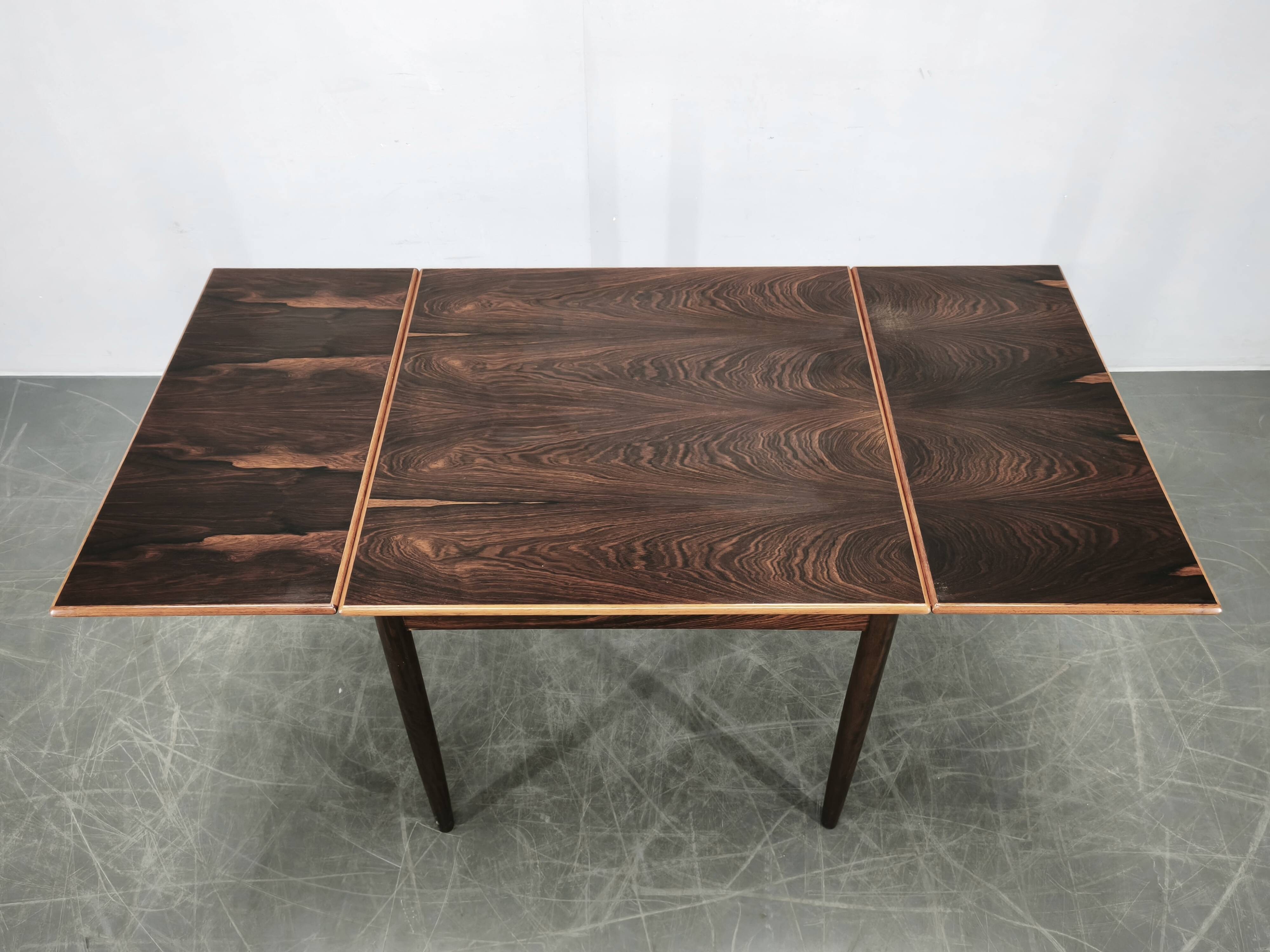 Danish Rosewood Extendable Dining Table, Mid-Century Modern, 1960s