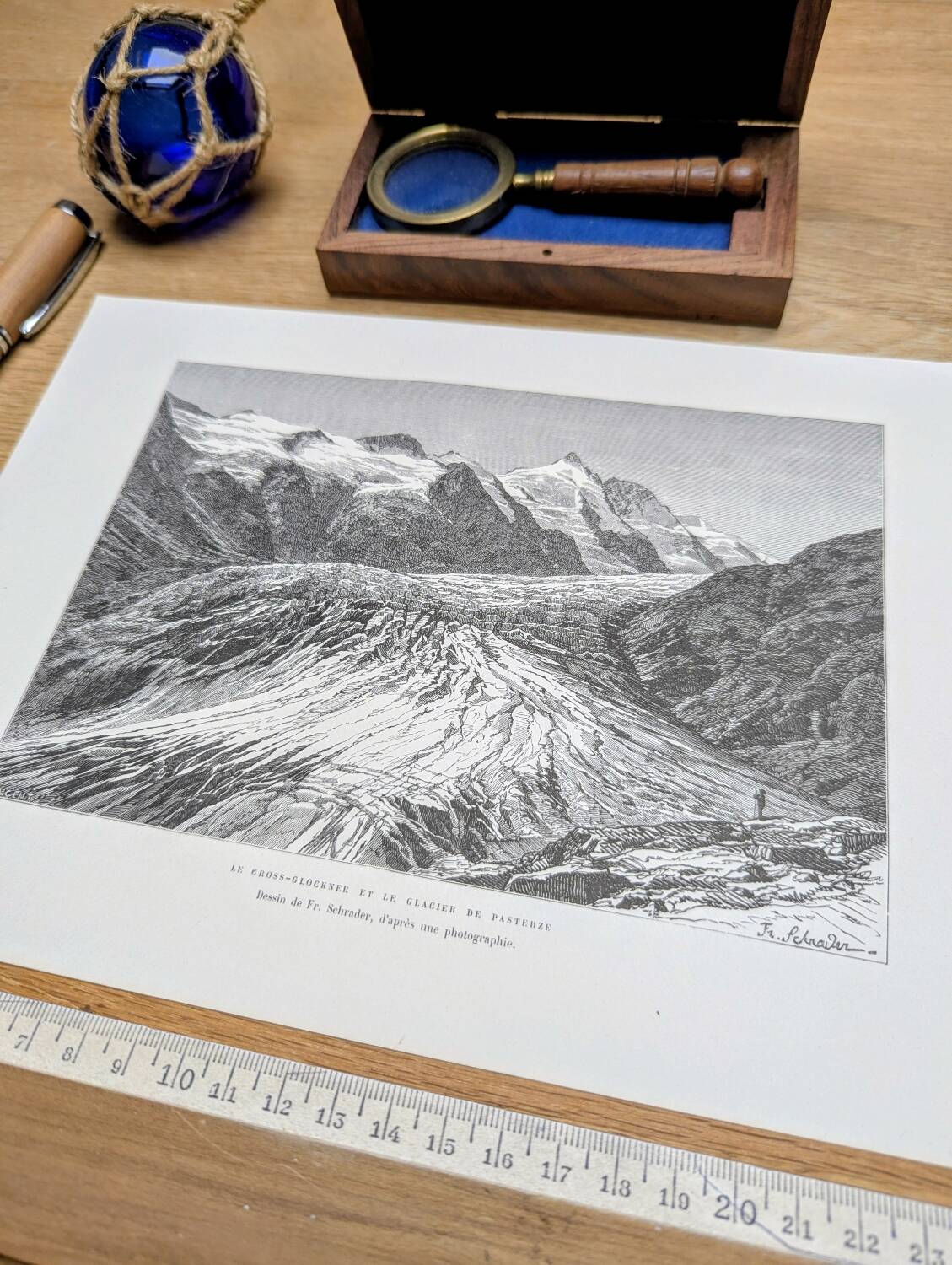 Pasterze and Grossglockner, Austria, printed illustration from 1878.