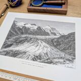 Pasterze and Grossglockner, Austria, printed illustration from 1878.