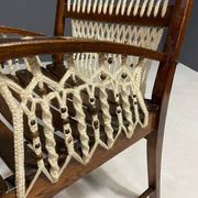 Vintage macramé armchair, 1960s, Czechoslovakia, wooden frame