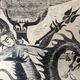 Black lithograph demon on horse carrying a young woman (eve) signed 3ki, surrealism glass frame