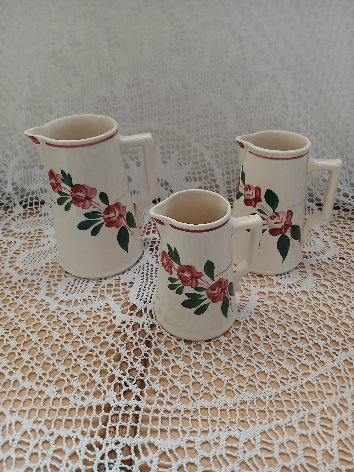 3 antique Sarreguemines pitchers